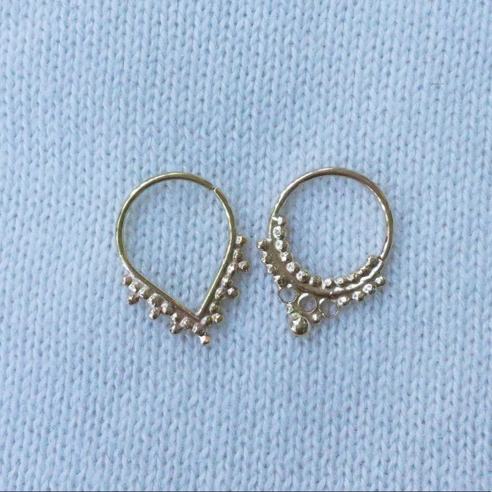 Two Studio Lil Septum Rings 14k Solid Gold 8 mm